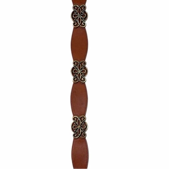 Brighton Western Boho Brown Cognac Leather Scroll Buckle Belt Women’s Size Small main image 8